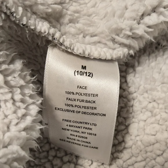 Free Country Jacket Gray Sherpa Womens Sz M - Picture 5 of 6